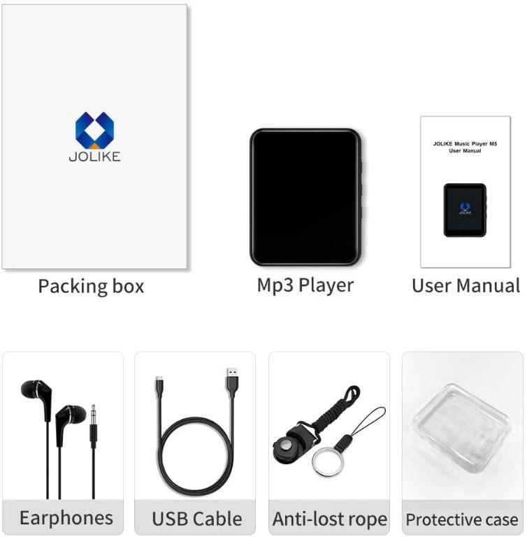 [BNIB] JOLIKE MP3 Player, Bluetooth V5.0, Touch Screen, 16GB Music