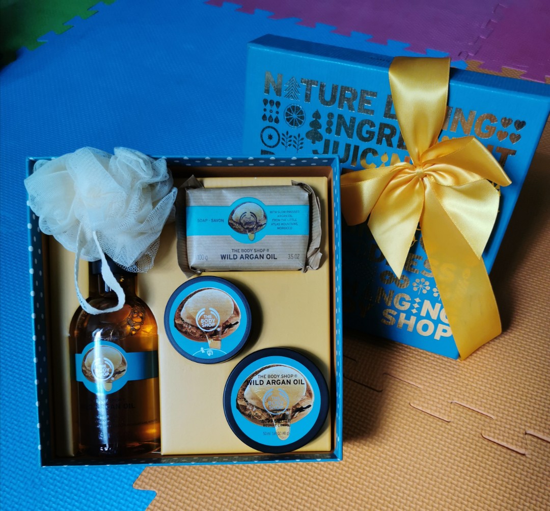 Body Shop Wild Argan Oil Gift Set, Beauty & Personal Care, Bath & Body, Body Care on Carousell