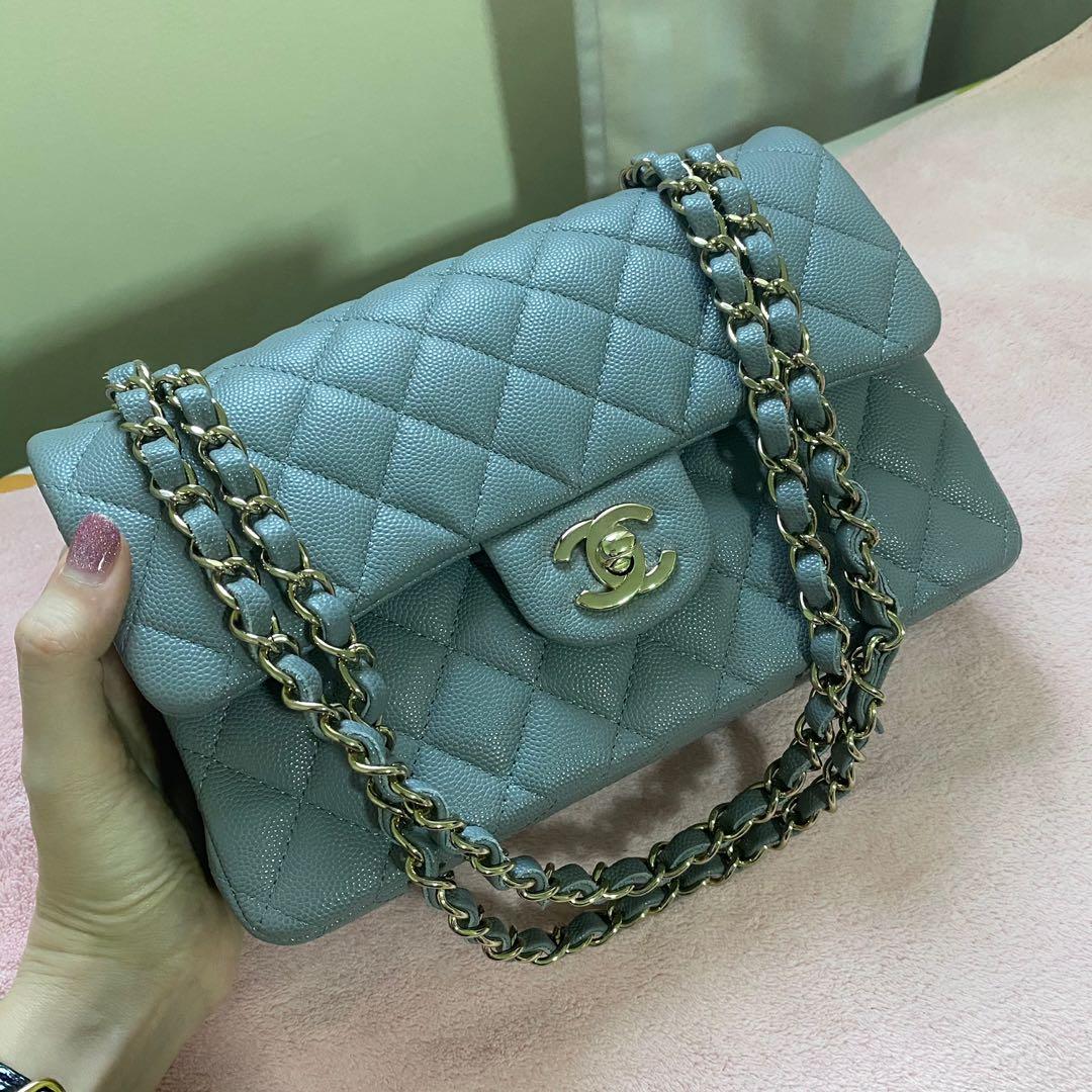 Chanel 20c grey classic small flap, Luxury, Bags & Wallets on Carousell