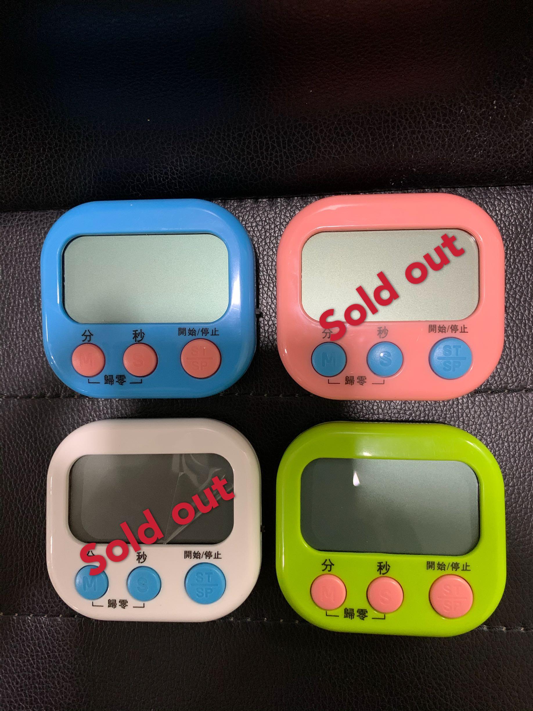 Digital countdown timer / kitchen timer (Category: Bathroom & Kitchen Fixtures) located in Singapore. Submitted by missyjc (Listing ID 1023153867, Image 2). Description: Digital timer which is great for kitchen use, it can stand on surface or stick on fridge (come with magnet at the back, refer pic 3). It have On/Off switch on the side and operate with 1 pc AAA battery. The screen is big enough to see clearly too! Measurement: 6cm x 7cm Colors: O