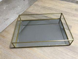 Gold rim mirror tray