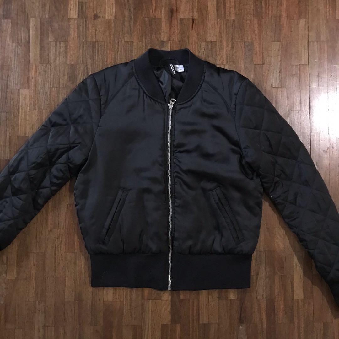 H M black bomber jacket Women s Fashion Coats Jackets and