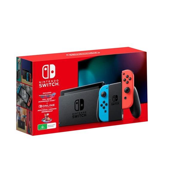 nintendo switch console neon with mario kart 8 deluxe