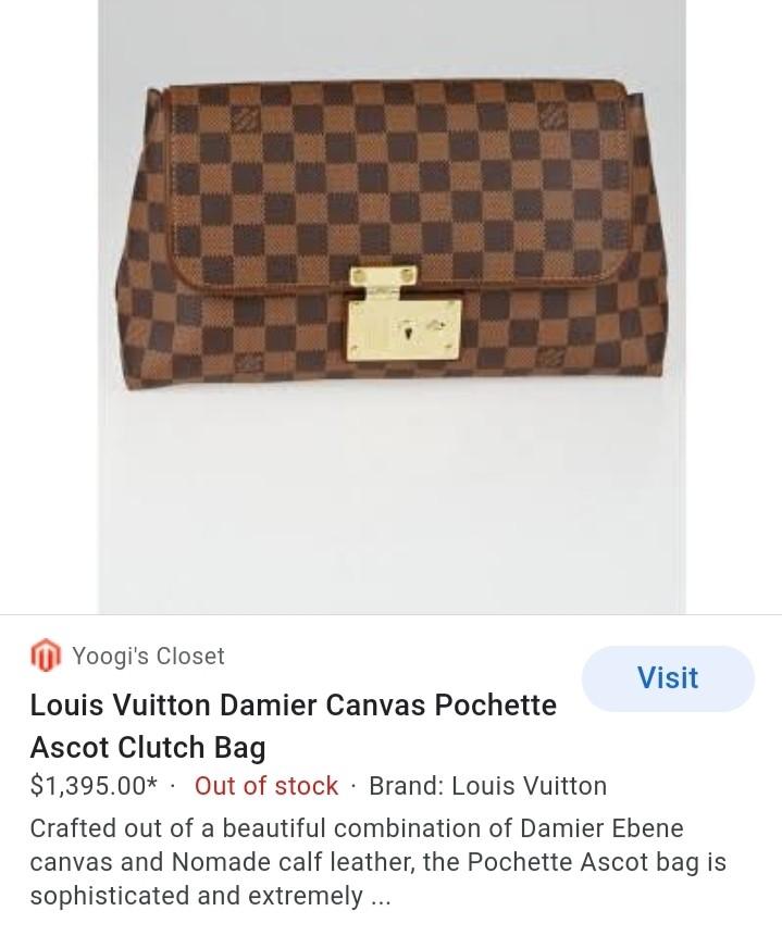 LOUIS VUITTON Damier Canvas Pochette Ascot Clutch bag, Luxury