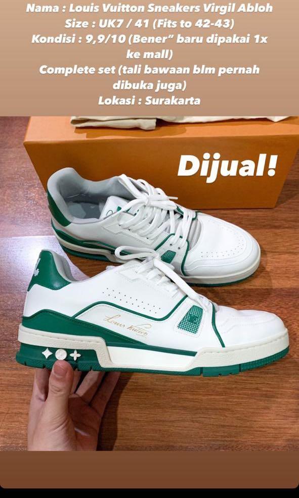 AUTHENTHIC Louis Vuitton Trainer Sneakers Virgil Abloh in Vert Green LV  408, Men's Fashion, Footwear, Sneakers on Carousell