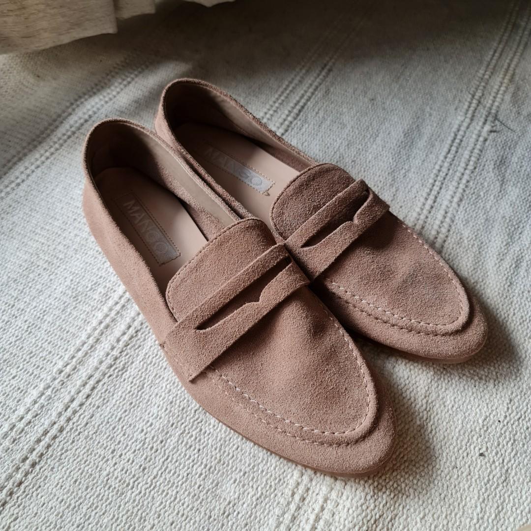 Mango Loafers in Nude Suede, Women's 