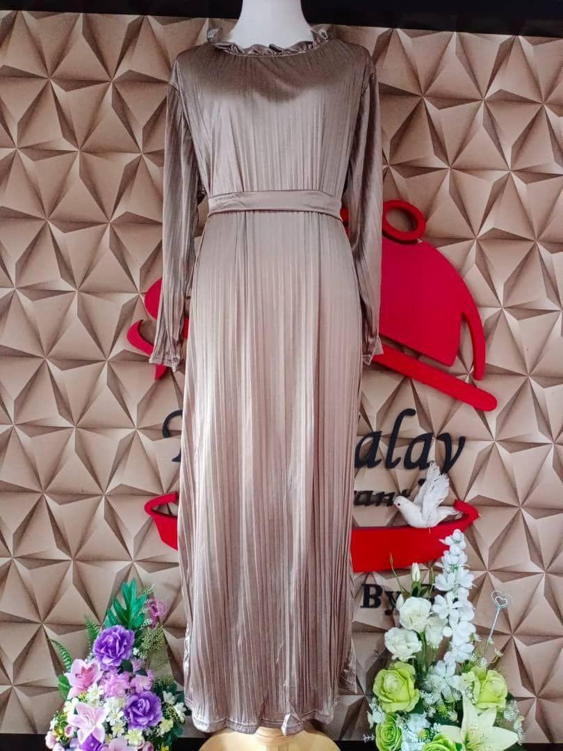 pleated satin dress main image 0