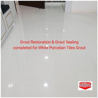 Professional Grout Restoration Service - Living Room Floor