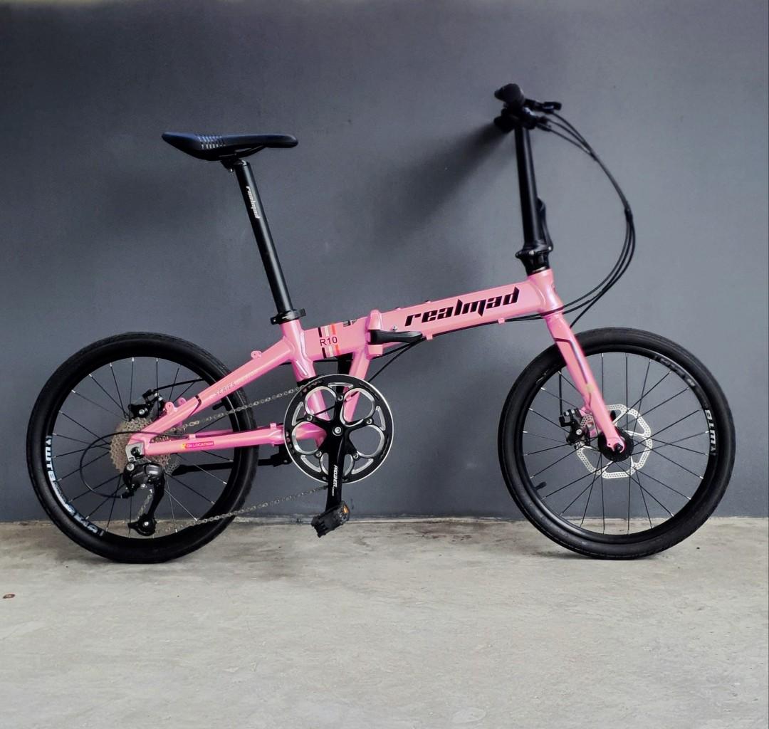 pink folding bike