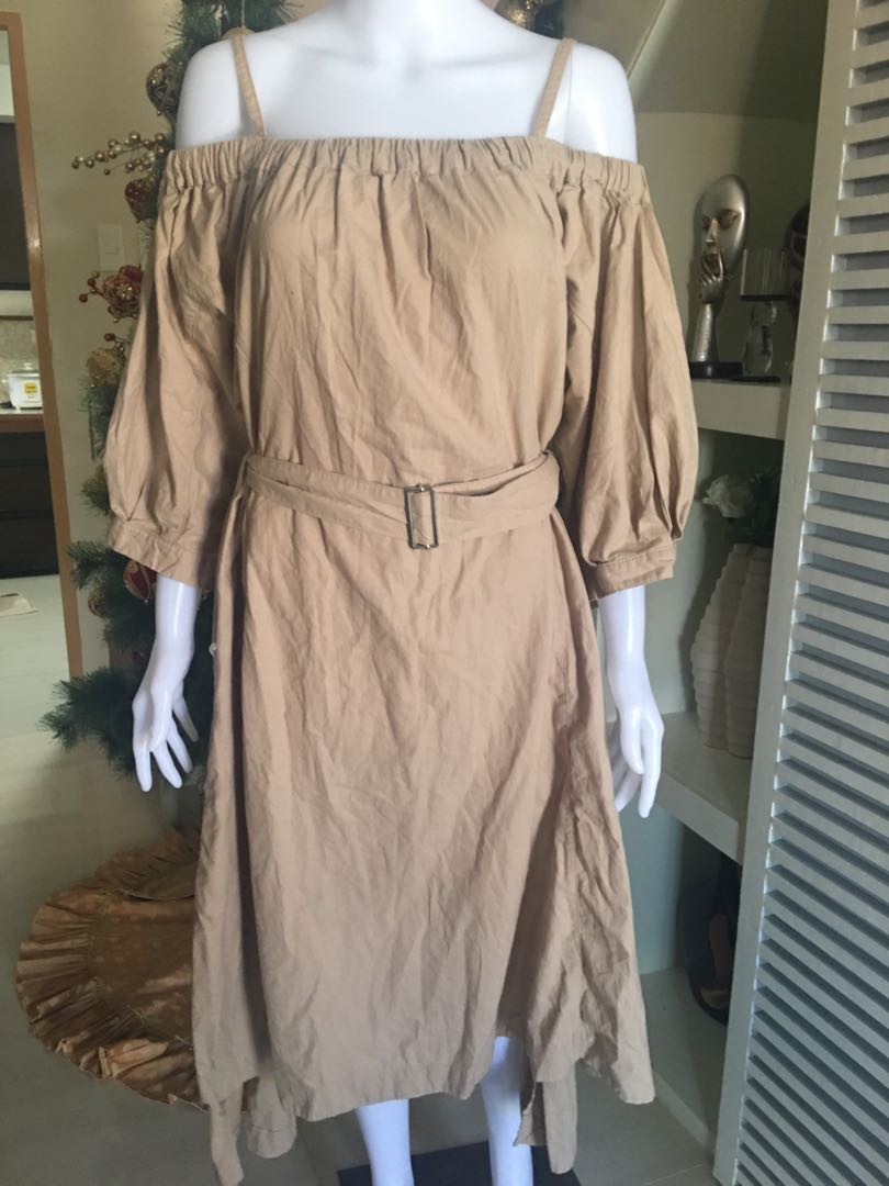 dress with belt on shoulder