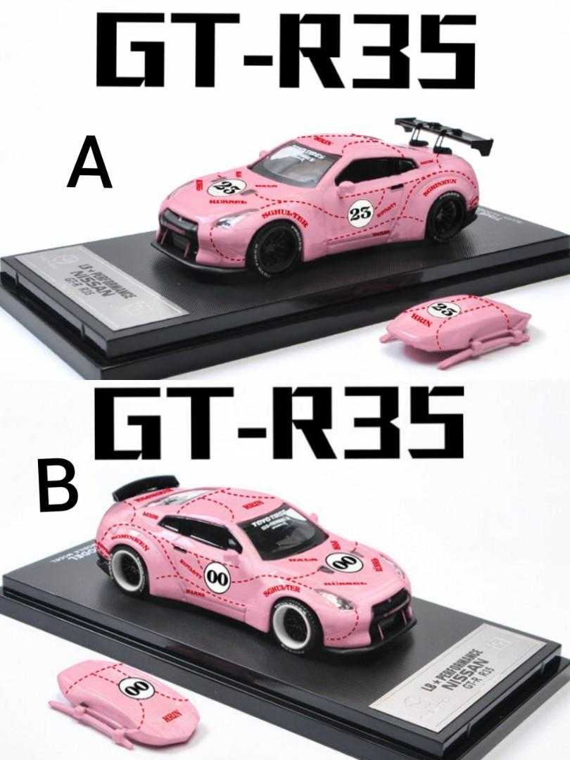 Time Mirco Tm 合金模型 R35 Gt R Lb 粉豬版本高翼23号 低翼00号同時預售中 隨車附贈行李架及潮牌大嘴猴水貼 興趣及遊戲 玩具 遊戲類