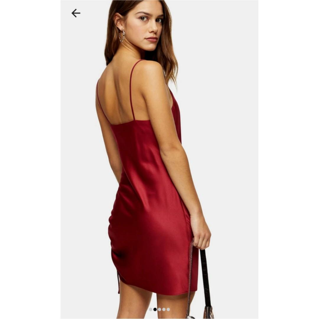 Topshop red satin discount dress