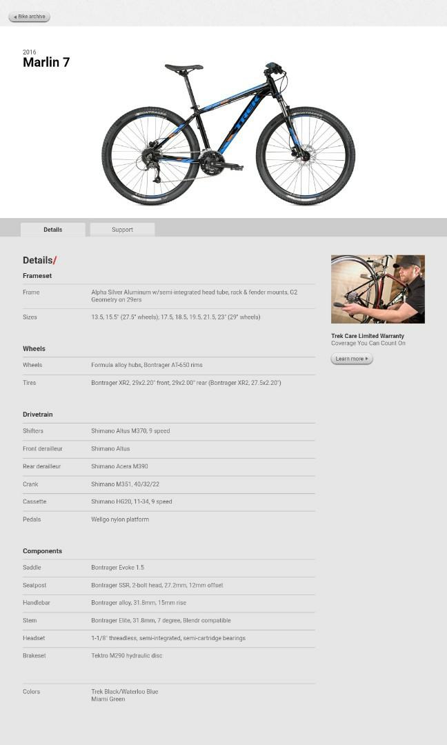 Trek Marlin 7 2018 model Sports Equipment Bicycles Parts