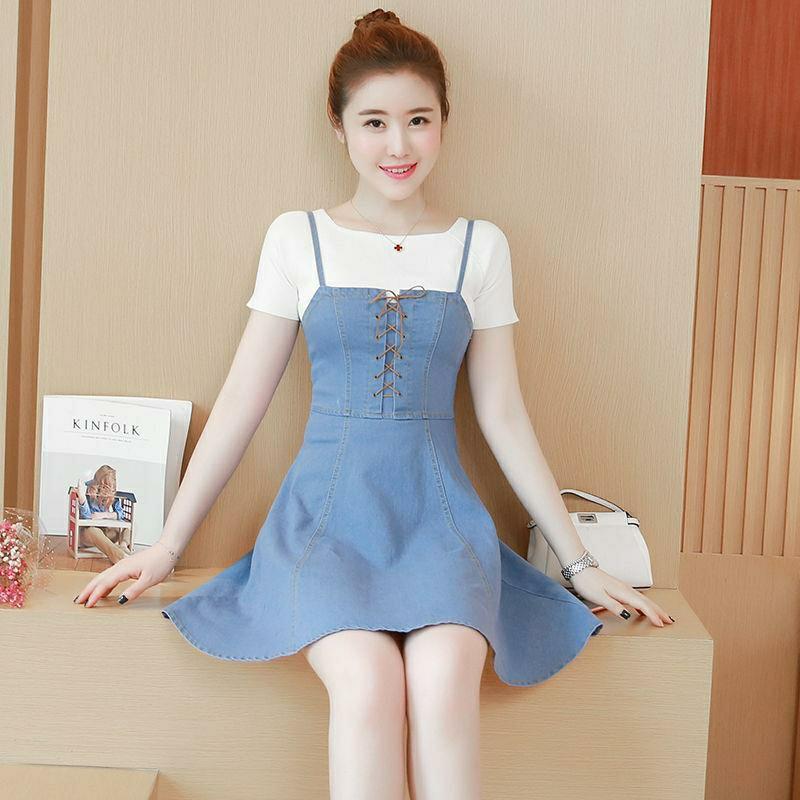 Women Denim Short Dress One Piece Freesize