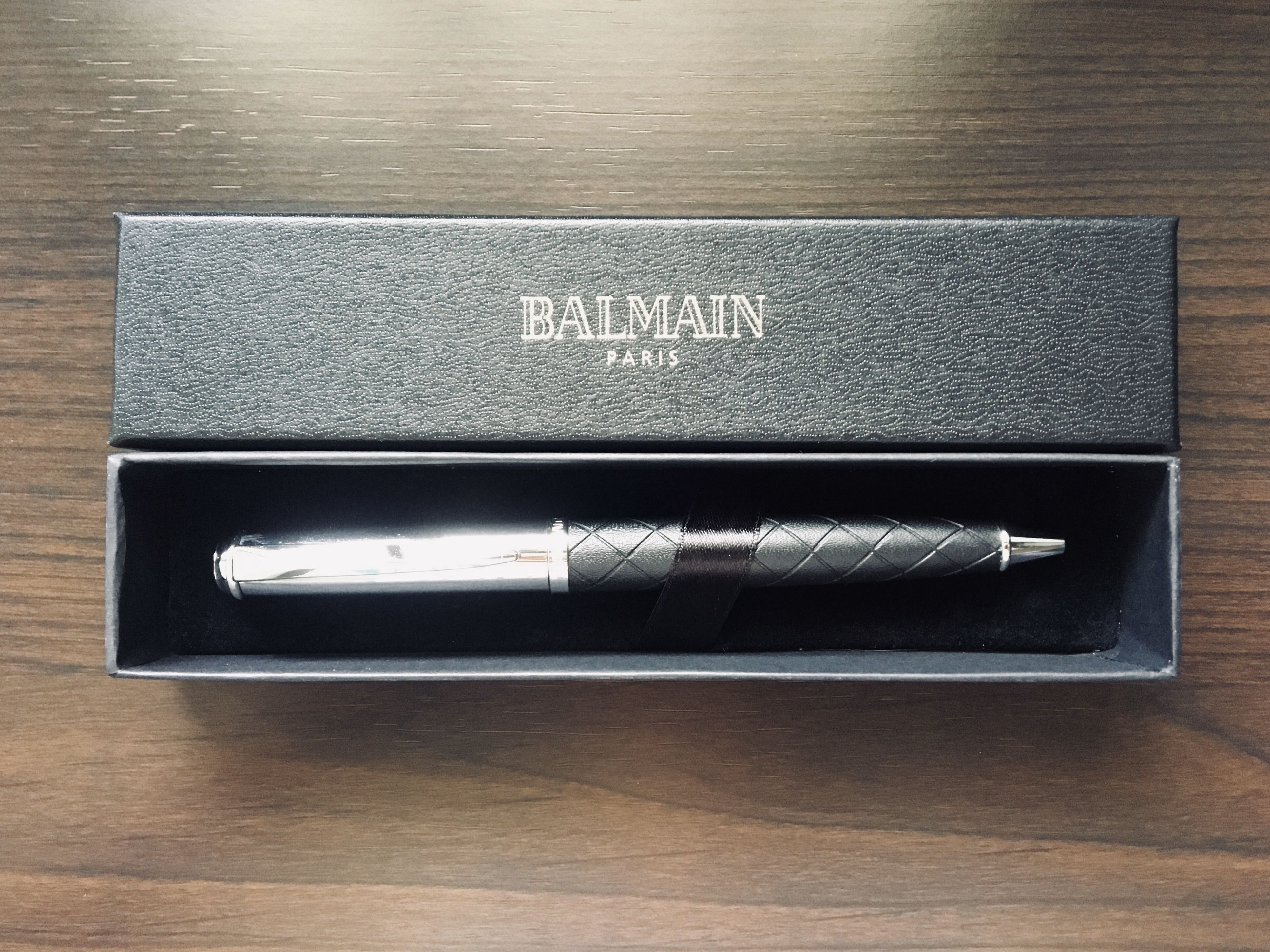 Authentic Balmain Paris Black-Silver Ballpoint Pen (w/ gift box) (left ...