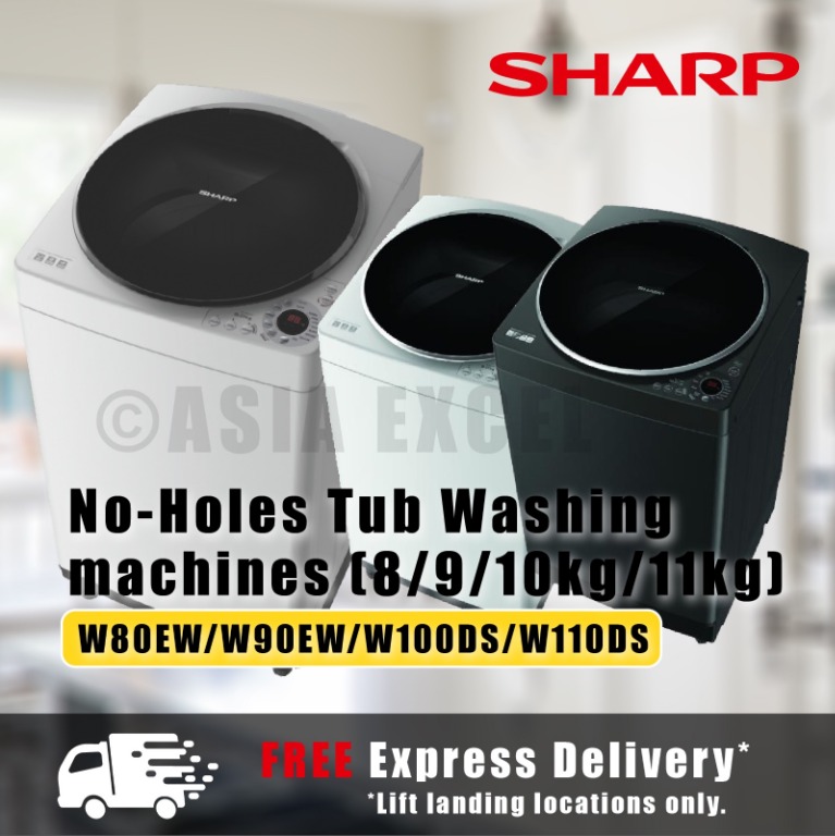 SHARP 8/9/10/11KG HOLELESS TUB TOP LOAD WASHING MACHINE WITH SELFTUB