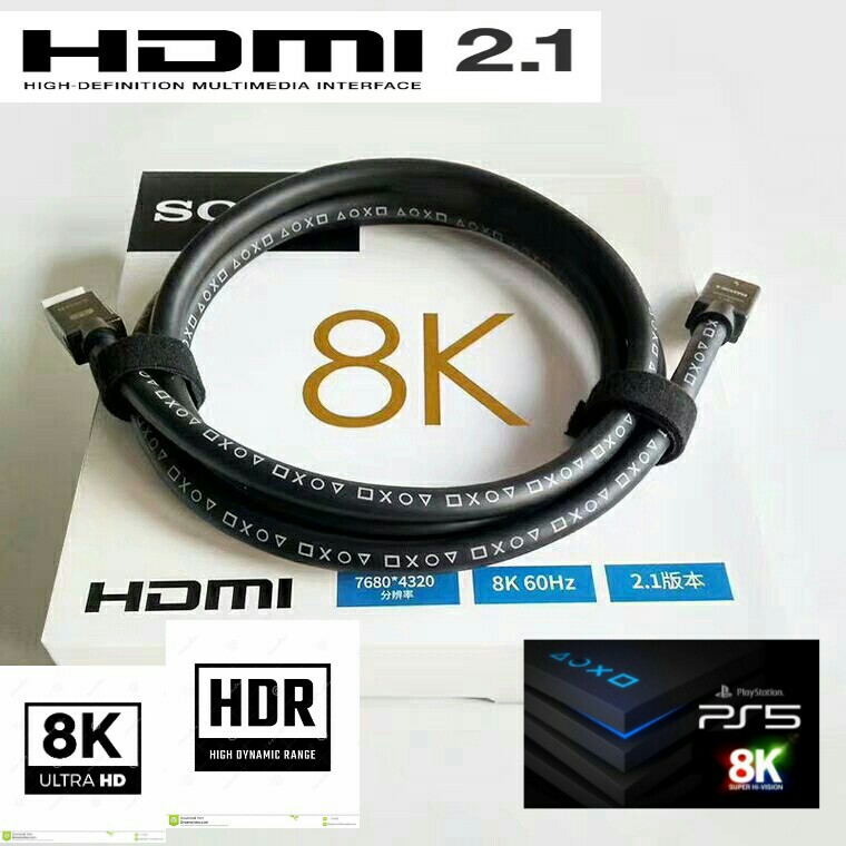 HDMI 2.1 Cable Ultra-HD (UHD) 8K HDMI 2.1 Cable 48Gbs with Audio