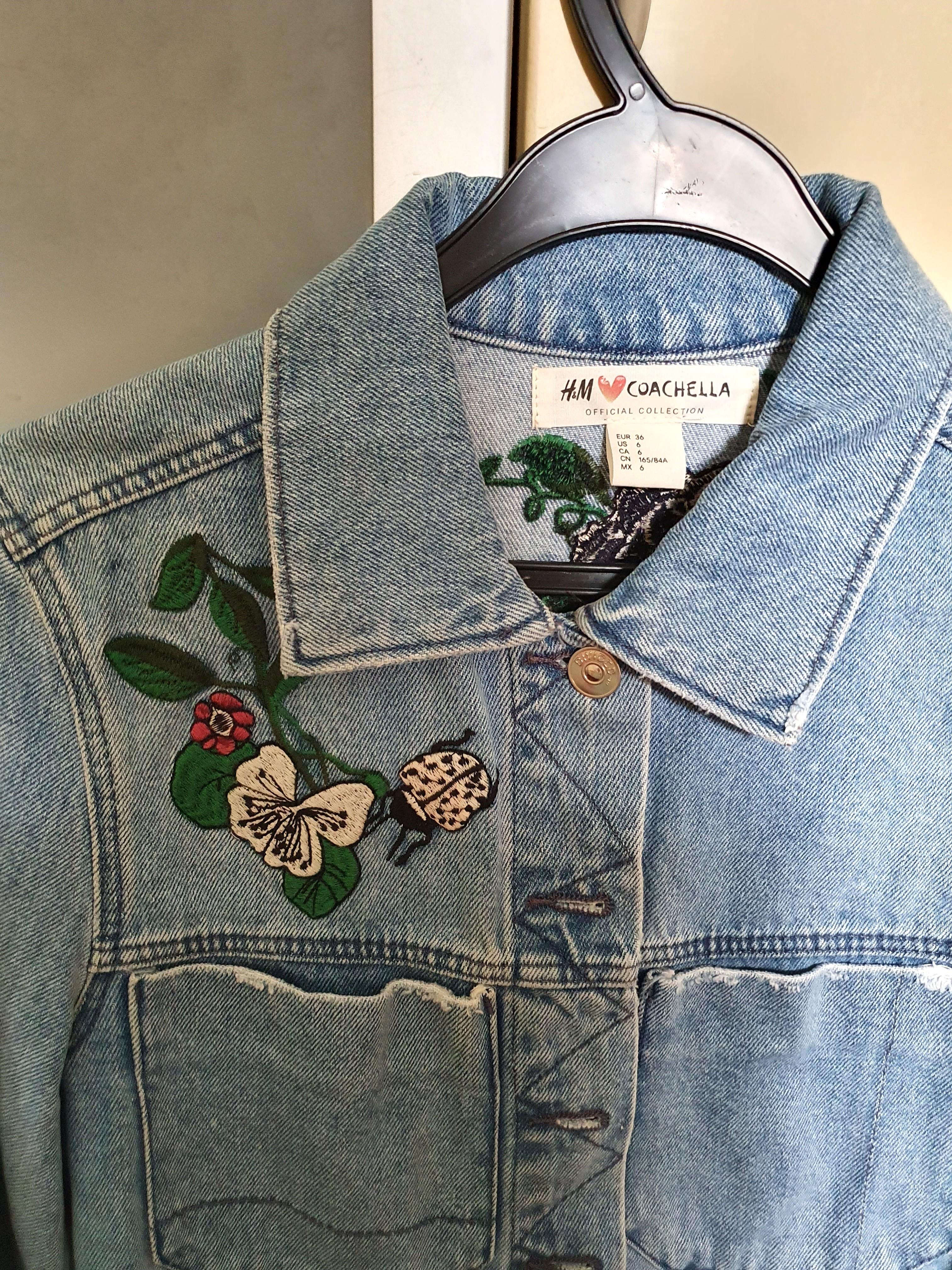 H M x Coachella Limited Edition Embroidered Denim Jacket Women s