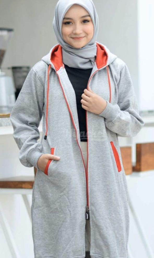 Cardigan hot sale hoodie muslimah