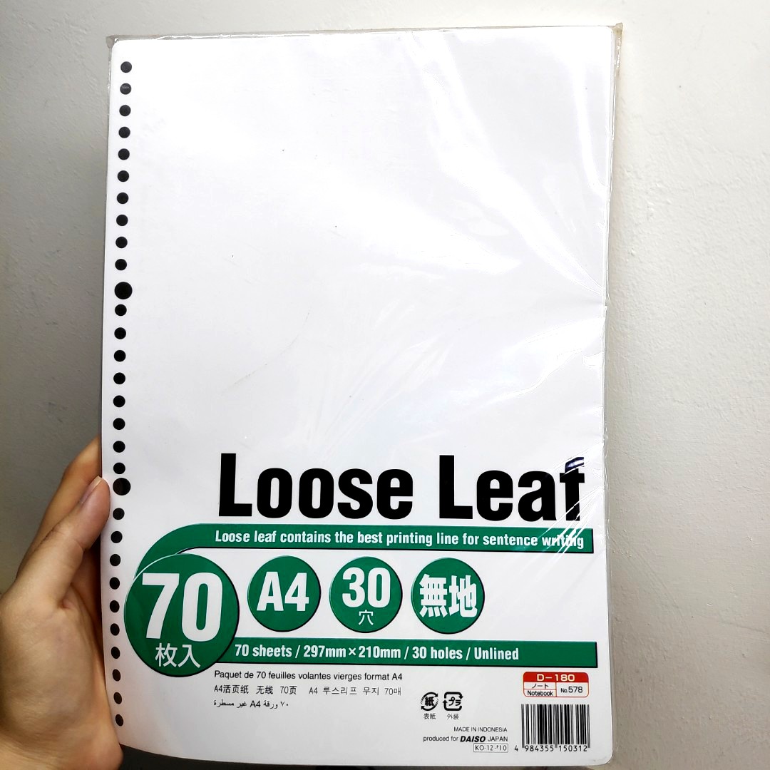 Loose leaf A4 Paper (Blank), Hobbies & Toys, Stationery & Craft, Stationery & School Supplies on