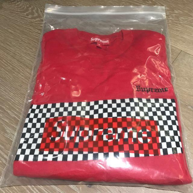 supreme checkered panel crewneck
