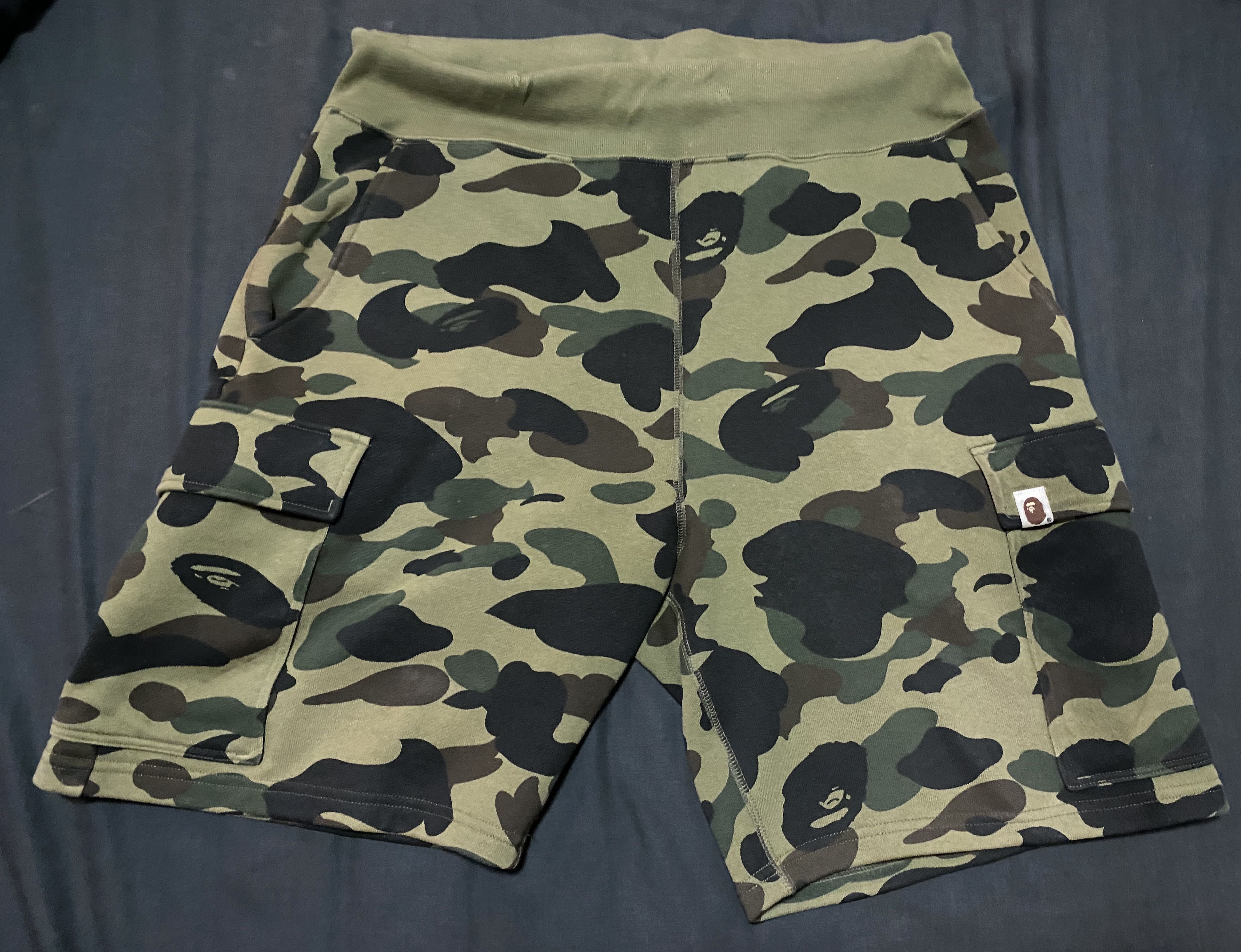 bape camo sweat shorts