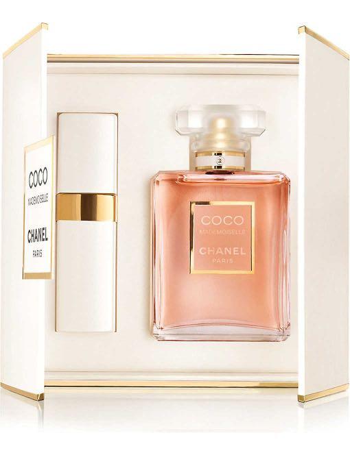 清貨平售Coco Chanel mademoiselle eau de parfum 香水50ml + travel spray 7.5ml x4,  美容＆化妝品, 沐浴＆身體護理, 沐浴及身體護理- 身體護理- Carousell