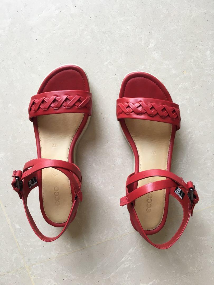 red ecco sandals