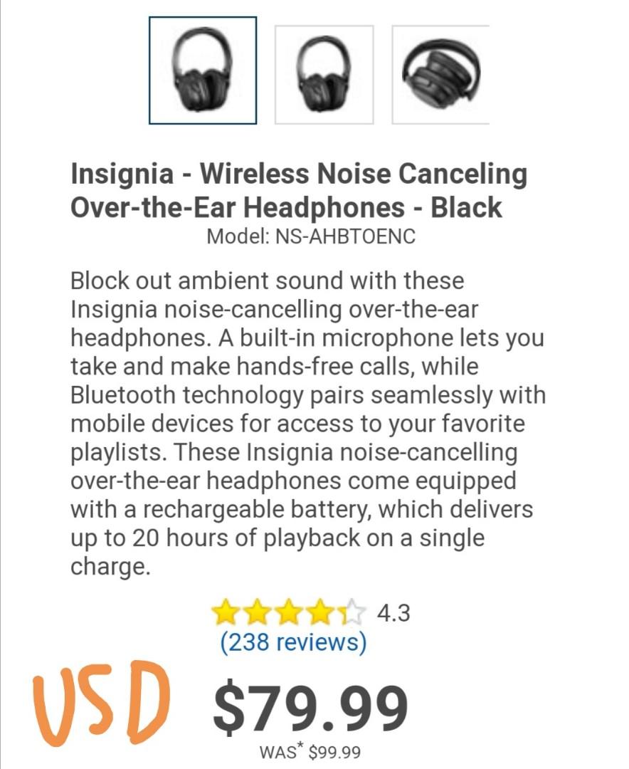 Insignia noise cancelling headphones discount review