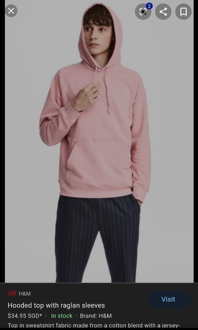 Pink hoodie h m Men s Fashion Tops Sets Hoodies on Carousell