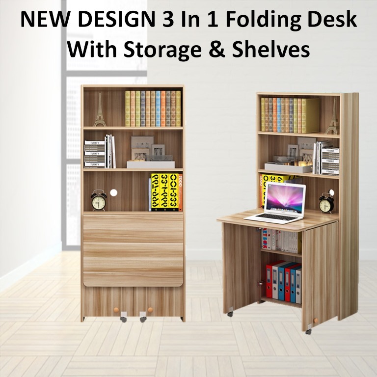 Foldable table cheap with shelves
