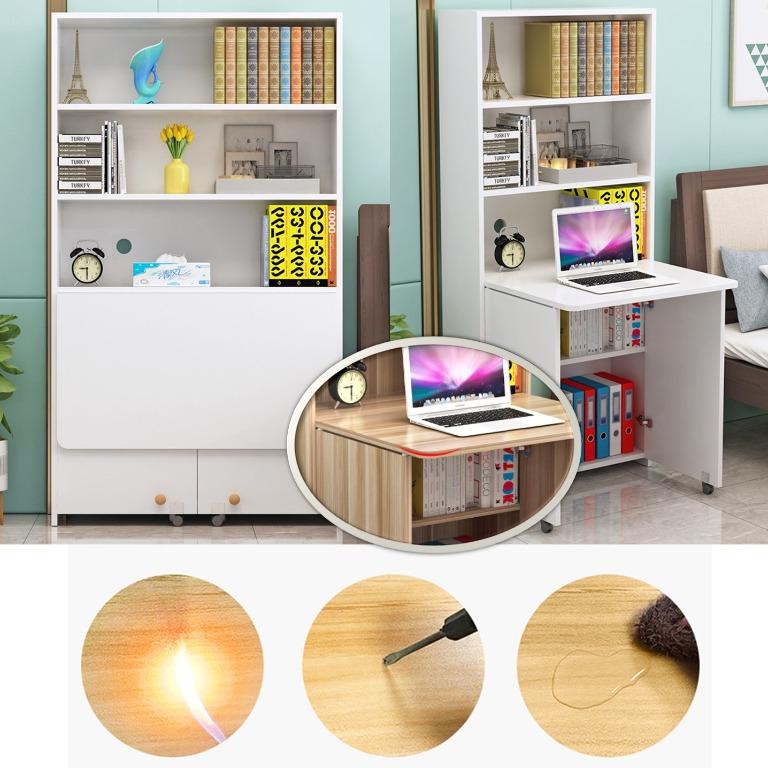 Bookshelf with top folding desk