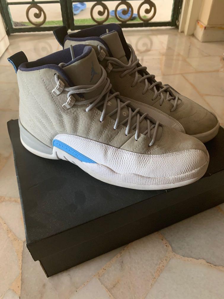 Grey jordan 12's on sale