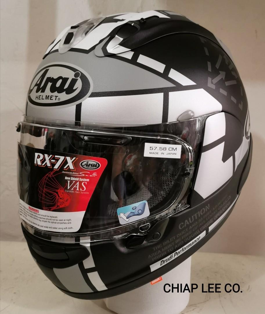 Arai Helmet @ clc (Category: Motorcycle Accessories) located in Singapore. Submitted by chiap_lee_co (Listing ID 1000230388, Image 1). Description: ARAI RX7X MAVERICK GP3 (NEW) MADE IN JAPAN.