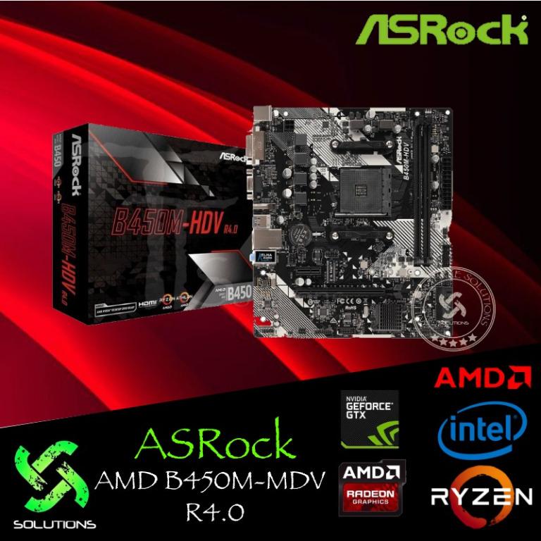 Asrock B450m Hdv R4 0 Amd Am4 Socket Sata 6gbs Usb 3 1 Hdmi Micro Atx Mainboard Electronics Computers Others On Carousell