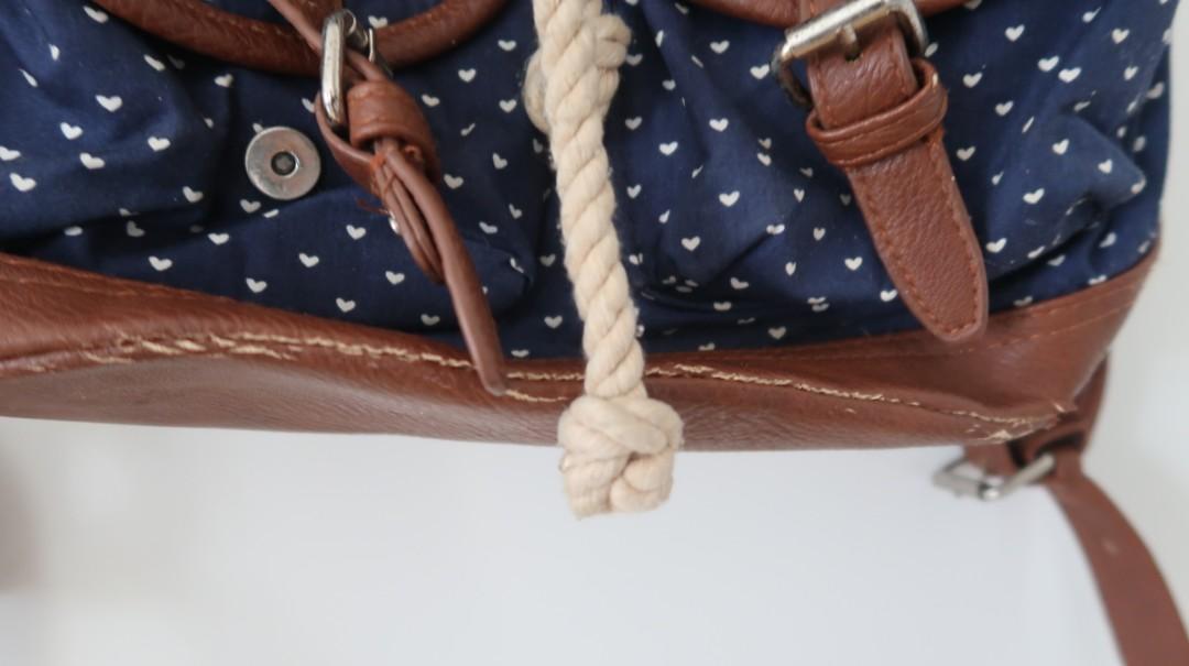 Drawstring backpack (Category: Backpacks) located in Quezon City. Submitted by estille (Listing ID 1000248558, Image 3). Description: polkadot backpack see pics for scratches.