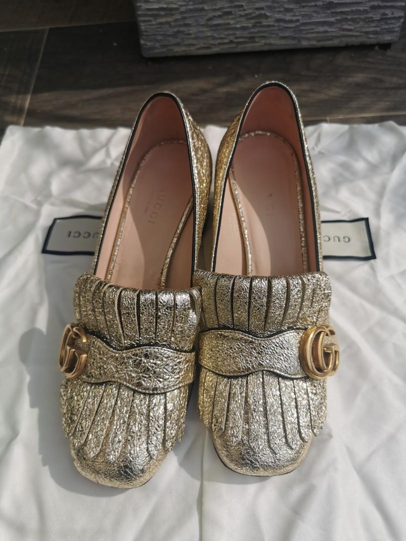 gucci leather loafer pumps