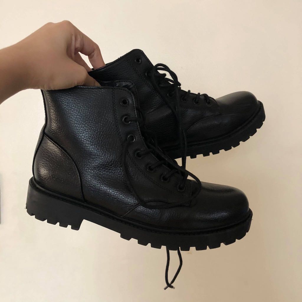 h&m black combat boots