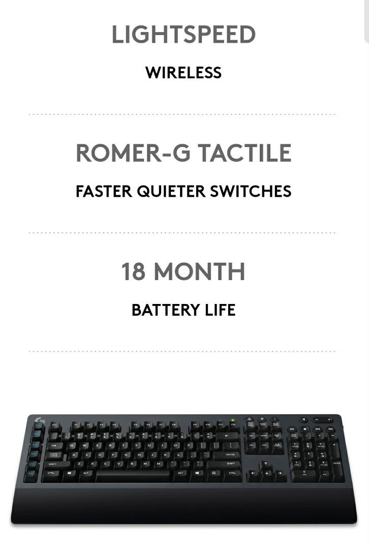 LOGITECH G613 WIRELESS MECHANICAL GAMING KEYBOARD (ROMER-G TACTILE ...