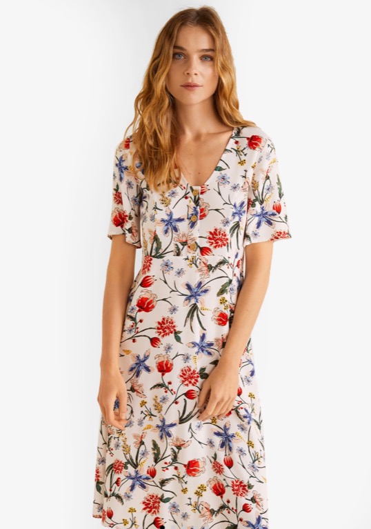 Mango floral midi dress sales