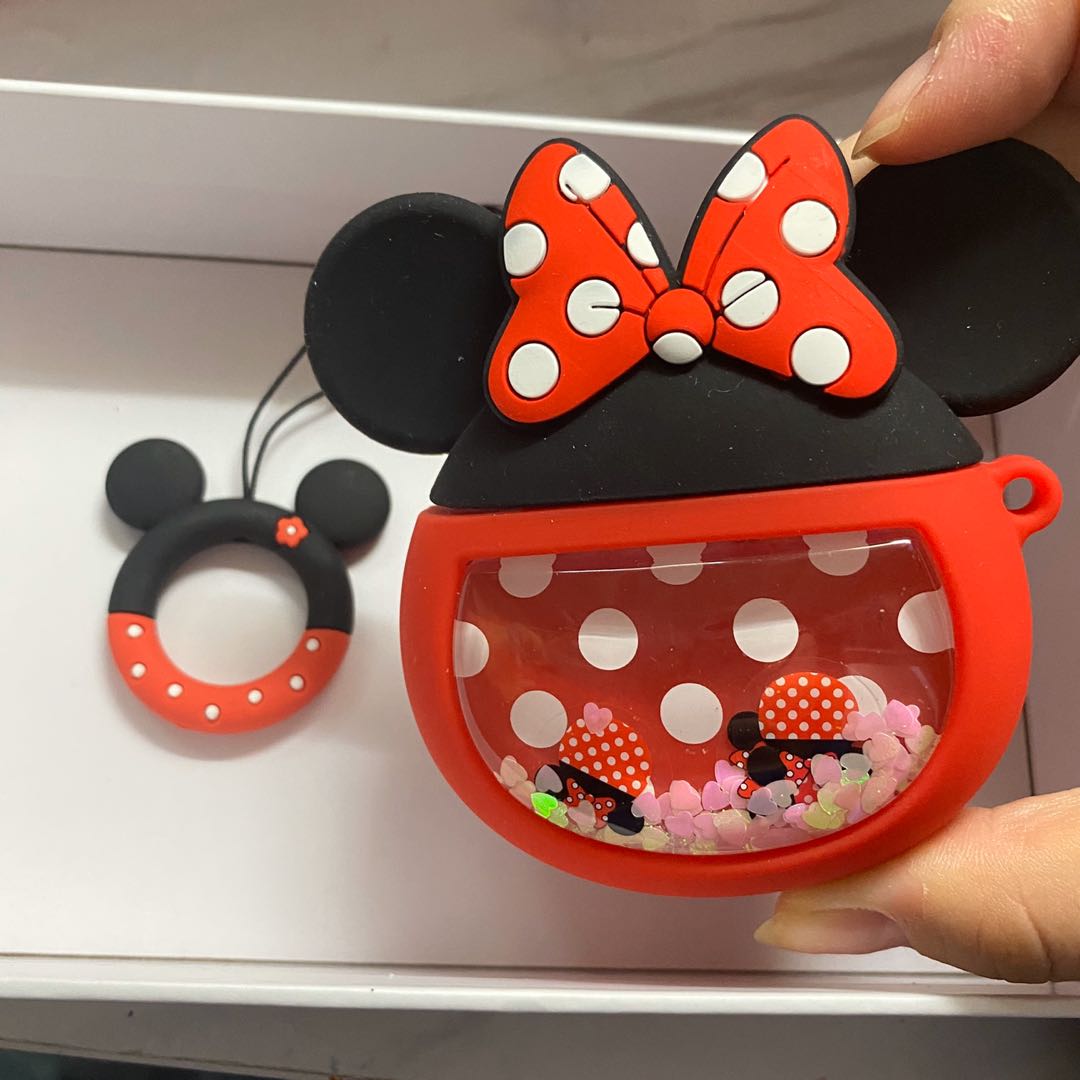 全新現貨 超特別流沙款 可愛米奇米妮 米奇老鼠 Mickey Mouse Minnie Mouse AirPods case 1/2 AirPod 保護套 蘋果藍牙耳機 附送指扣