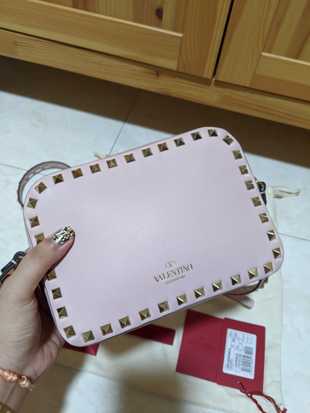 Valentino Pink/Black Leather Rockstud Camera Bag at 1stDibs