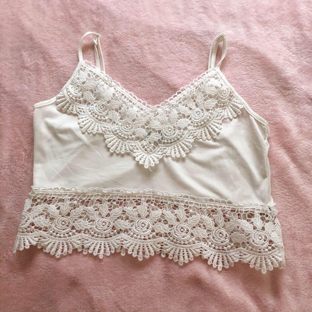 white lace bralette crop top