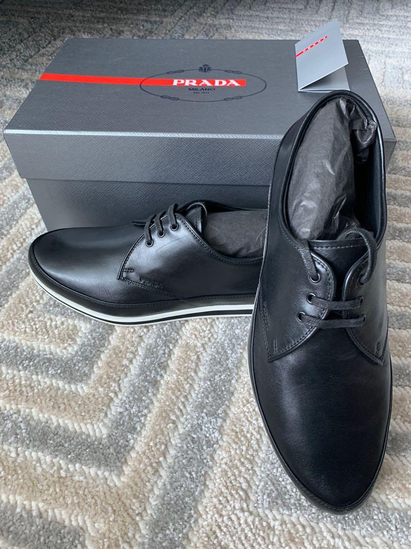 prada vitello plume leather sneakers