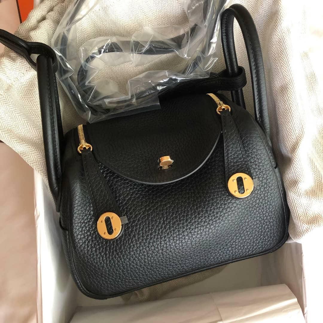 HERMÈS-Hermes Lindy Mini Bag Black ghw