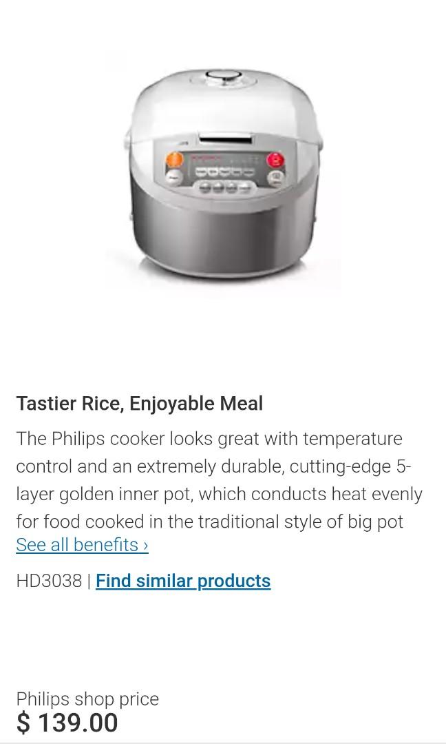 Philips HD3038 Rice Cooker 1.8L, TV & Home Appliances, Kitchen