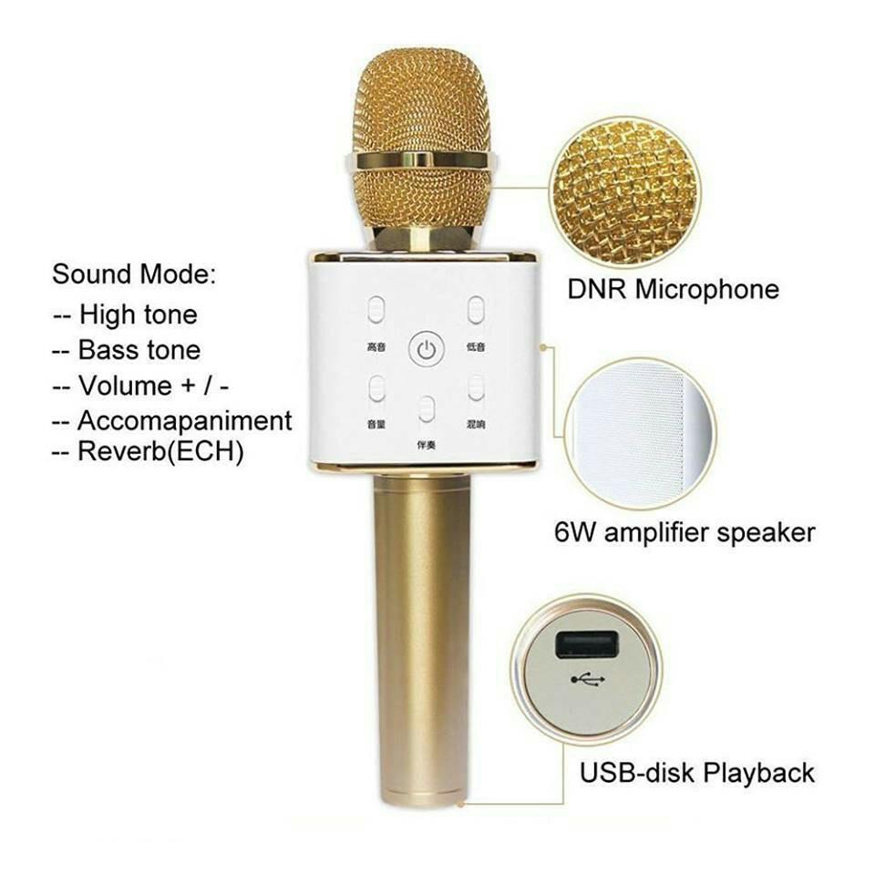 New Karaoke Q7 Wireless Bluetooth Microphone Speaker Handheld MIC USB ...