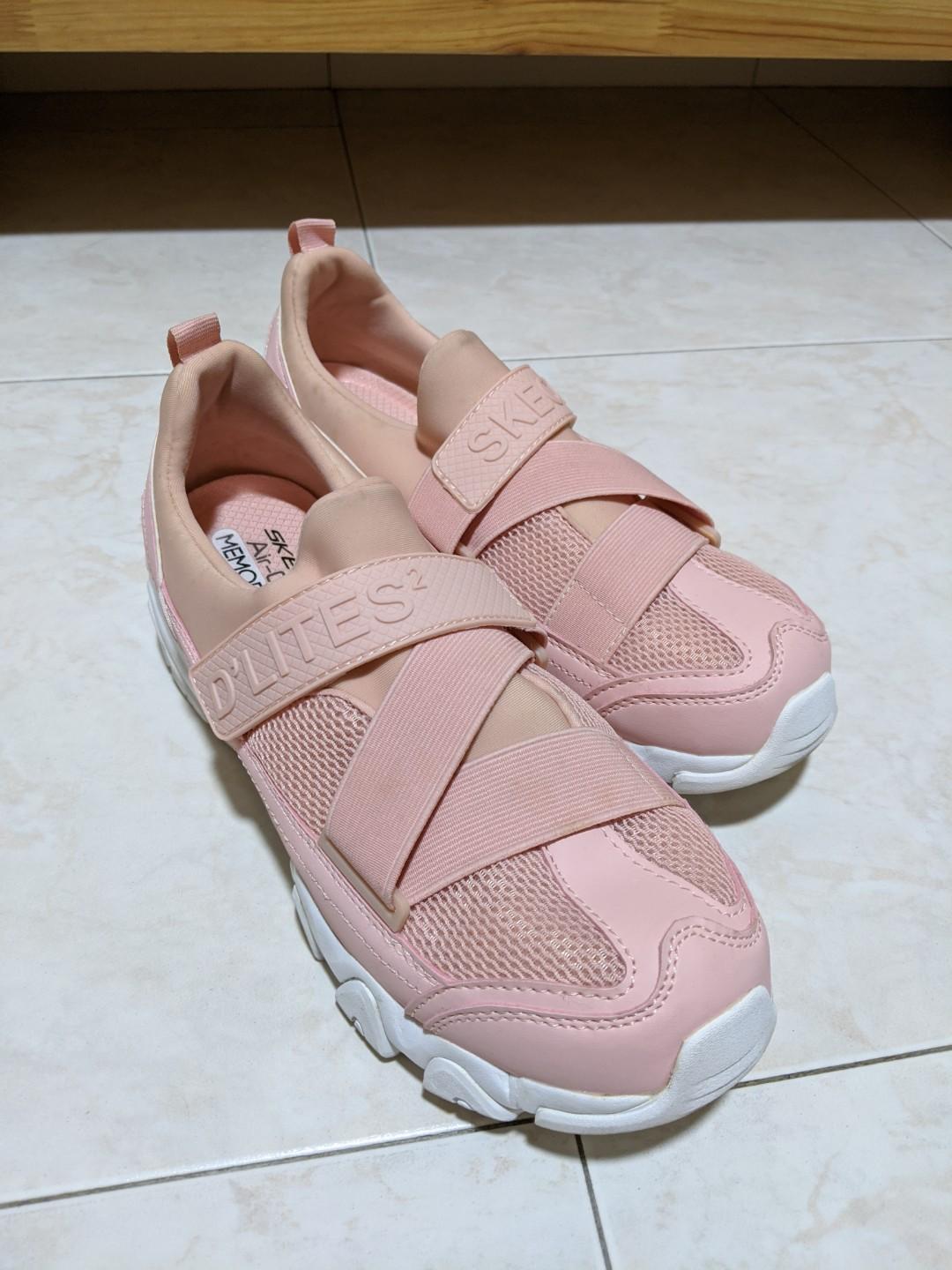 skechers air cooled memory foam pink