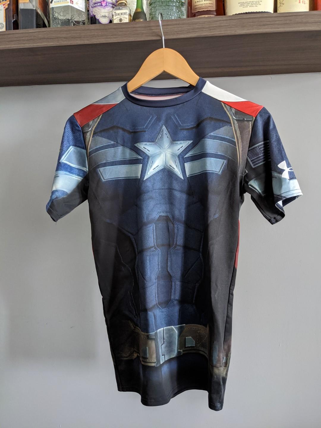 Captain America Under Armour Compression T shirt Men's Fashion, Activewear on Carousell