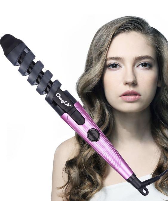 Hair Curler Spiral CkeyiN Ceramic Curling Iron Wand Pink 20mm
